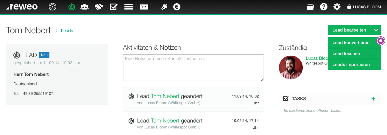 Lead von Detailseite konvertieren