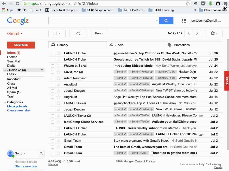 Updating the Sortd Chrome Extension Sortd