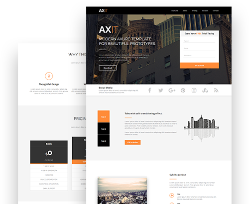 Axit Adaptive Views Landing Page Axure Template