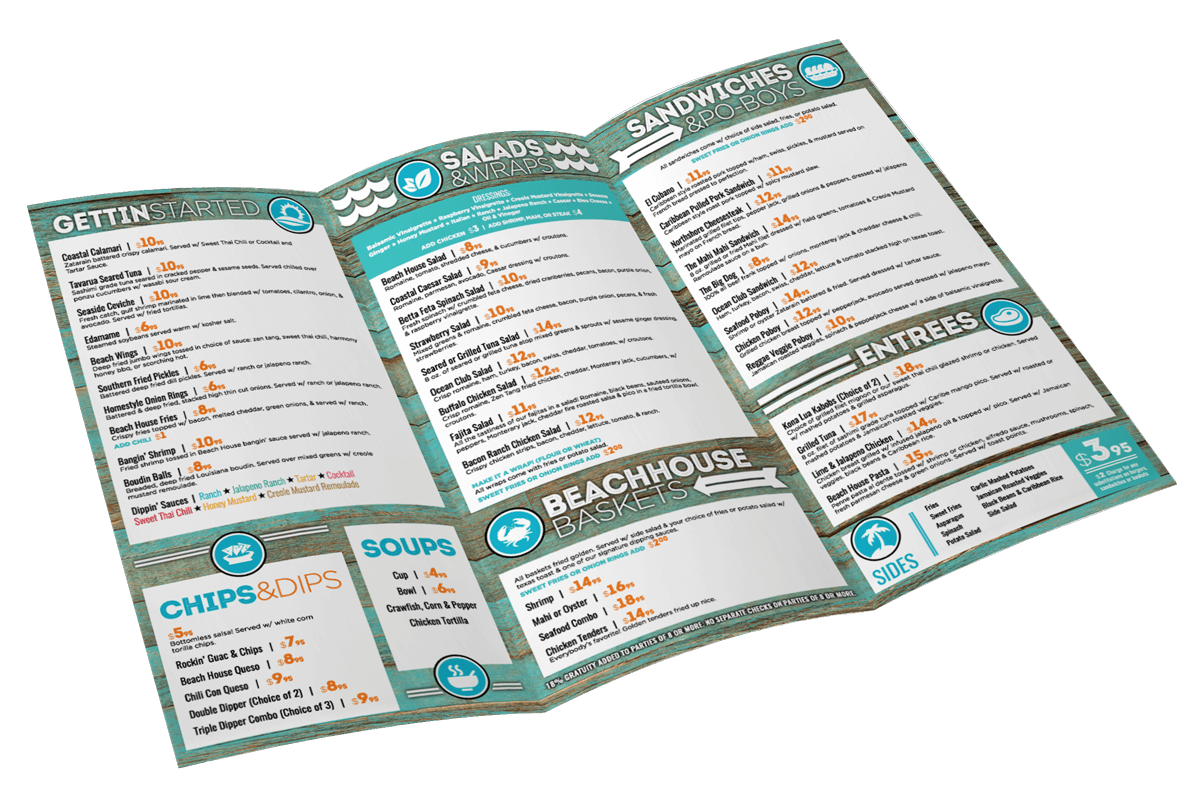 Menu Design for the Beach House