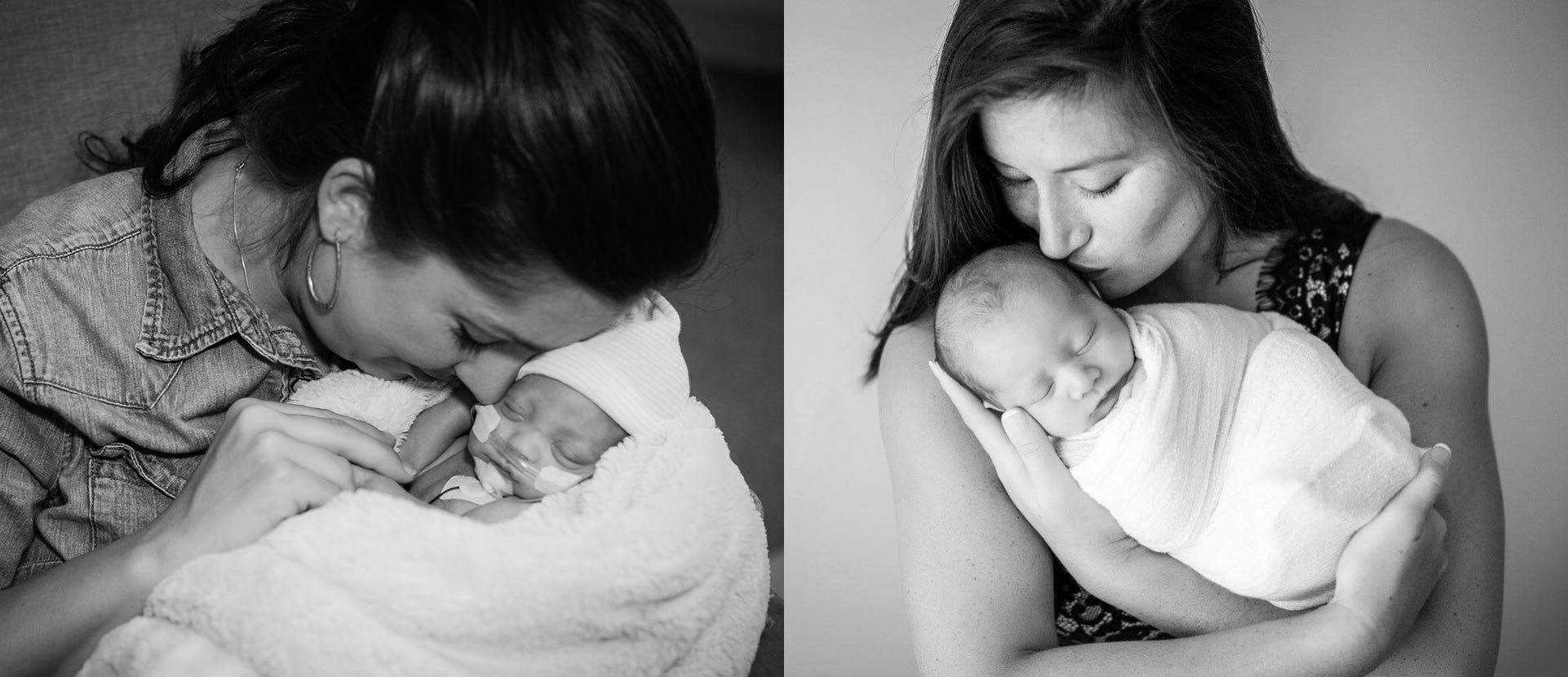Colson & Joe owners, Jessica & Noami, holding their respective new borns Joe & Colson
