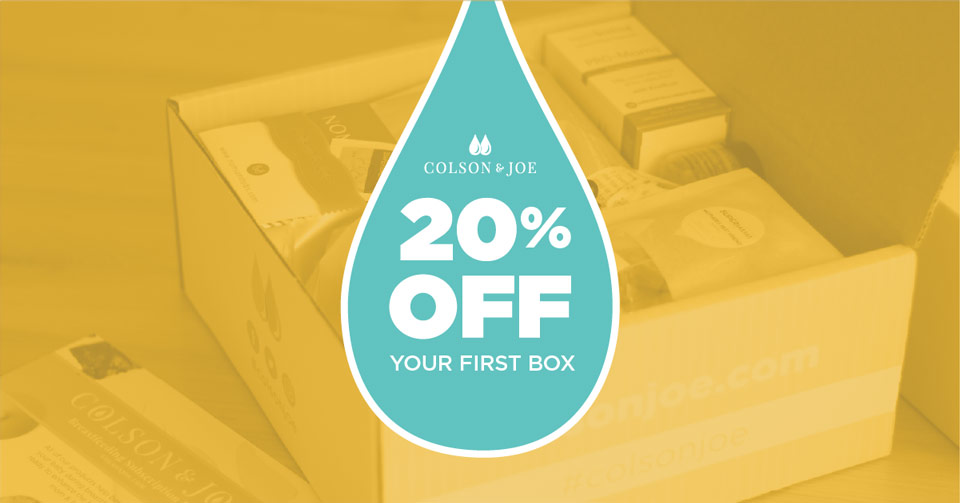 Colson & Joe social media post: 20% off your first box
