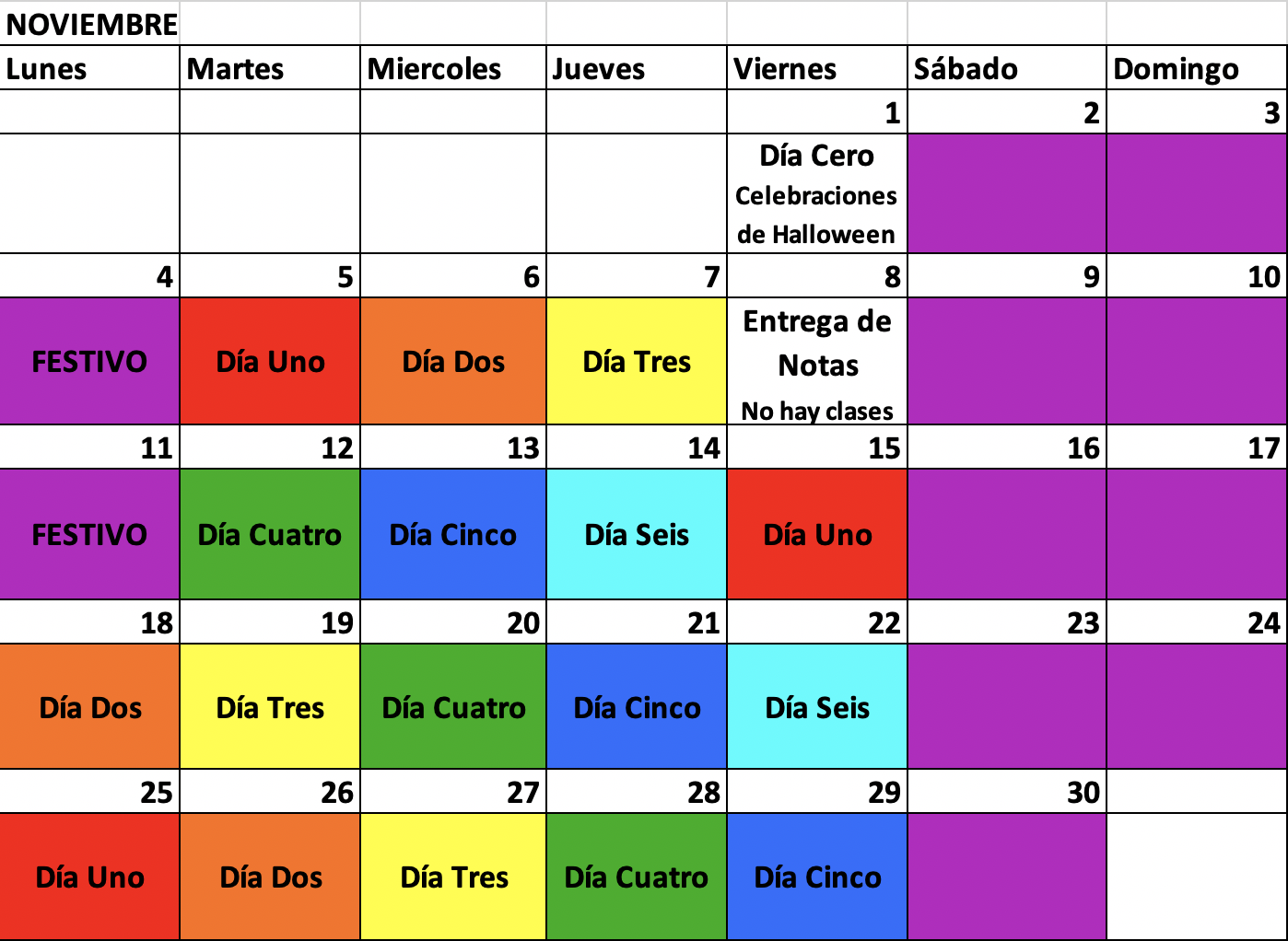 gimnasio los caobos calendario de colombia 2015