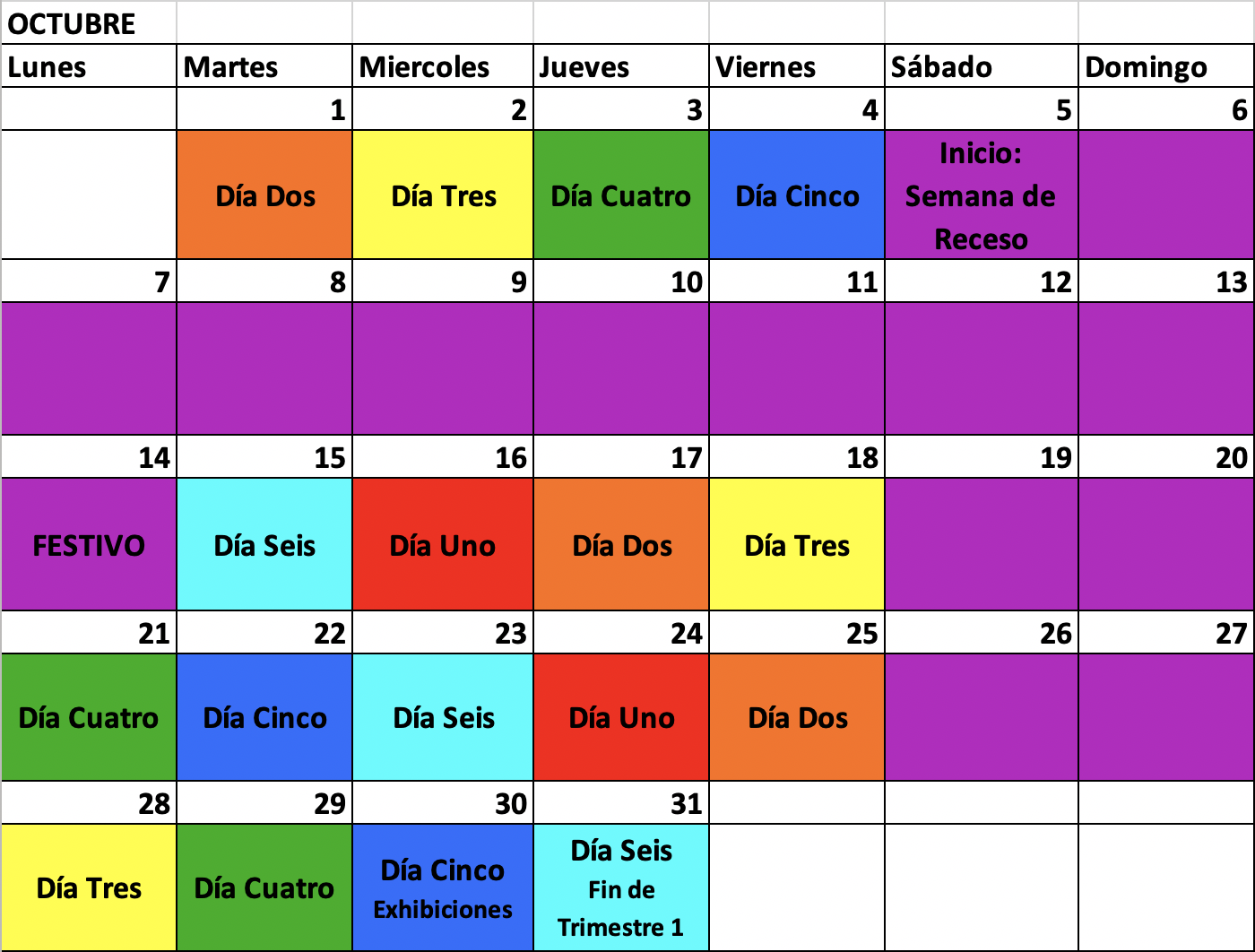 gimnasio los caobos calendario de colombia 2015