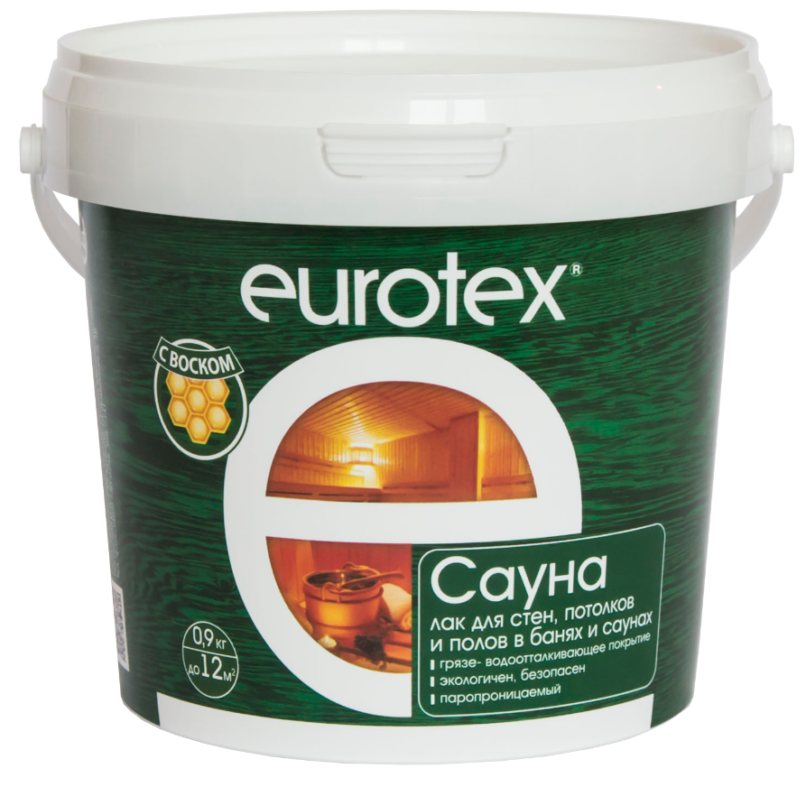 Лак защитный для дерева Eurotex Сауна 0,9кг (1х6)