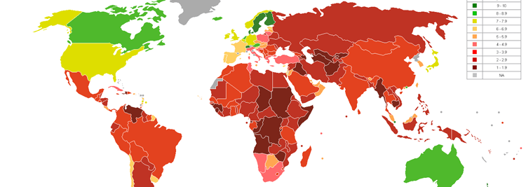World map perception of corruption in India