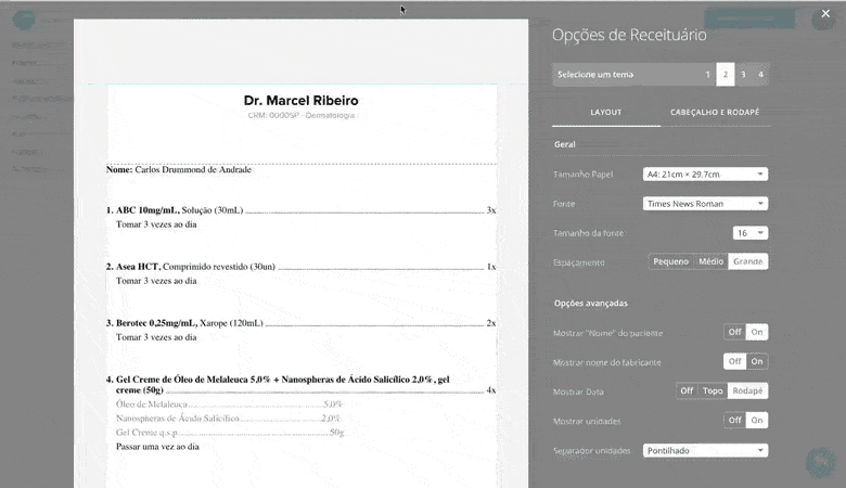 Prescrição Digital Personalizada - Layout