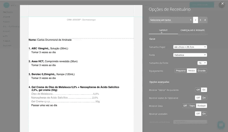 Prescrição Digital Personalizada - Cabeçalho e Rodapé