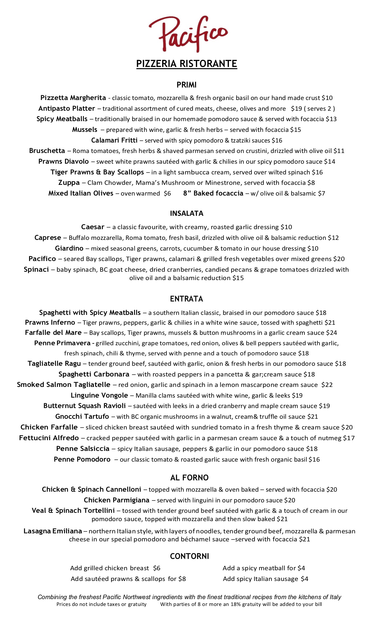 Pacifico Pizzeria & Ristorante