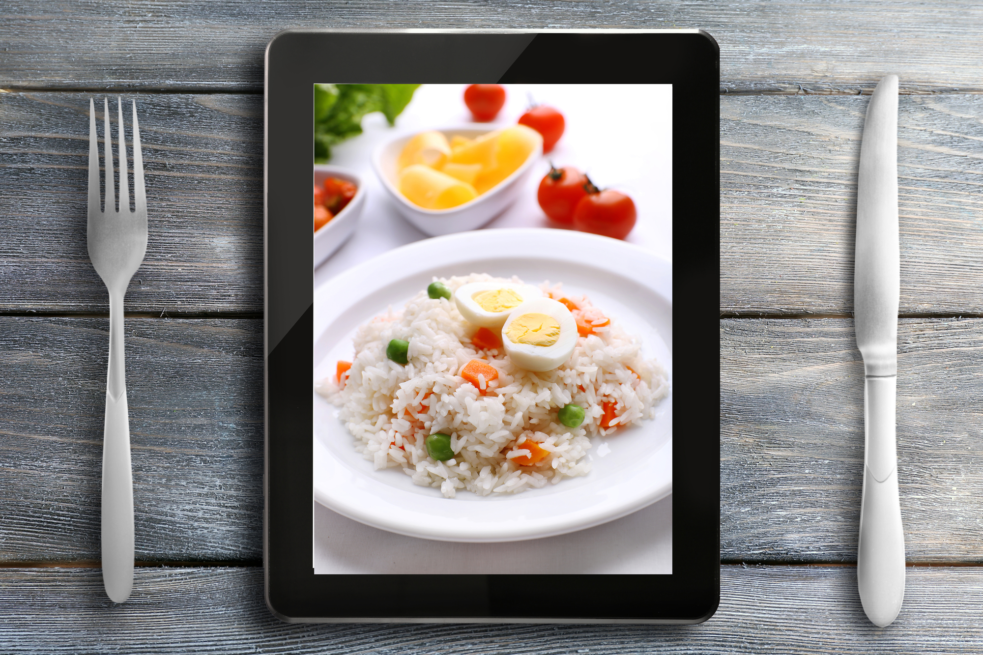 Picture of a rice dish on a tablet
