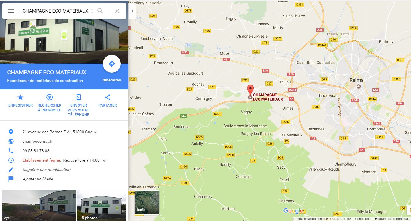 Mapping magasin Champagne Eco Matériaux