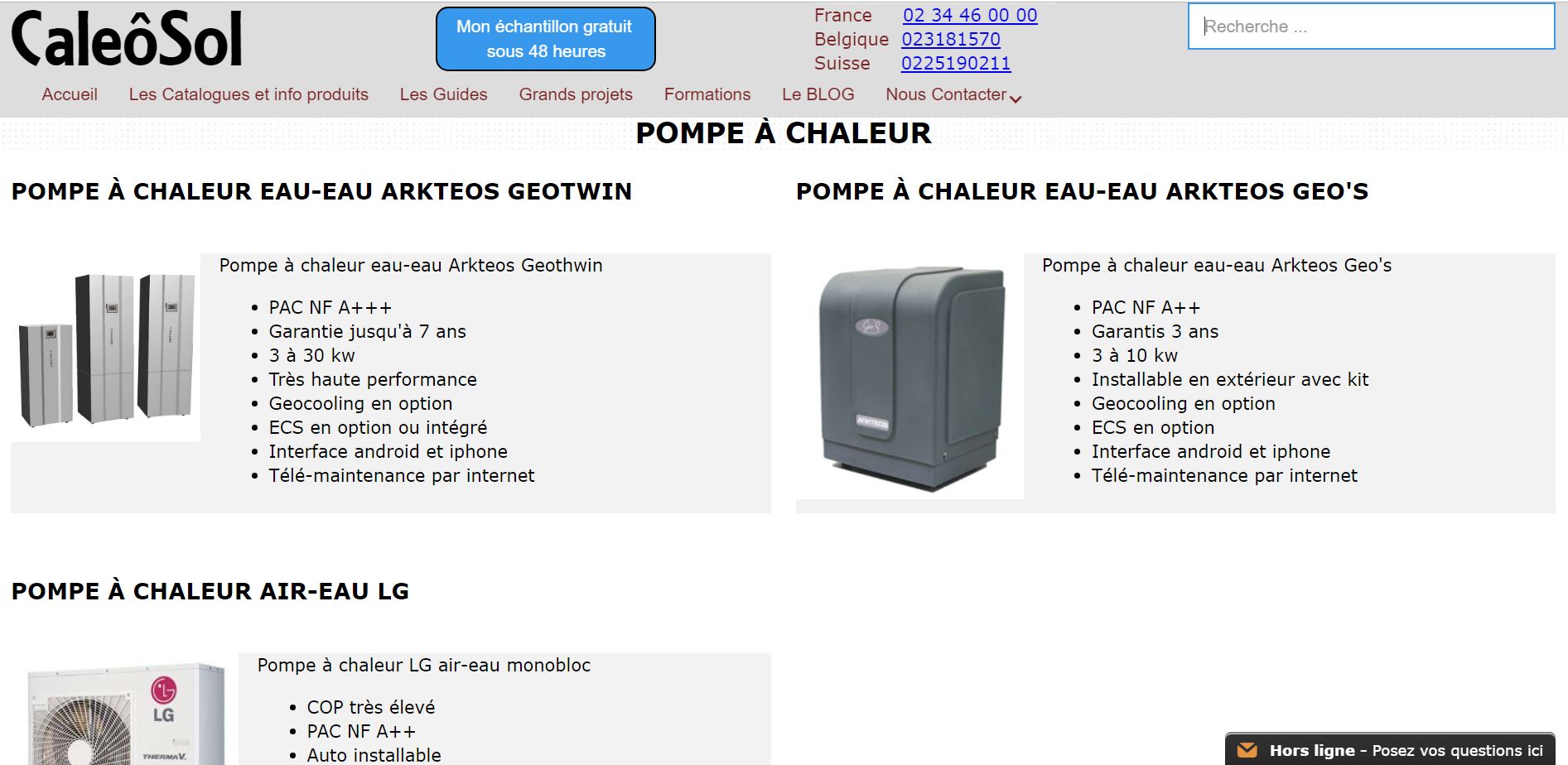 Catalogue de pompe à chaleur géothermique