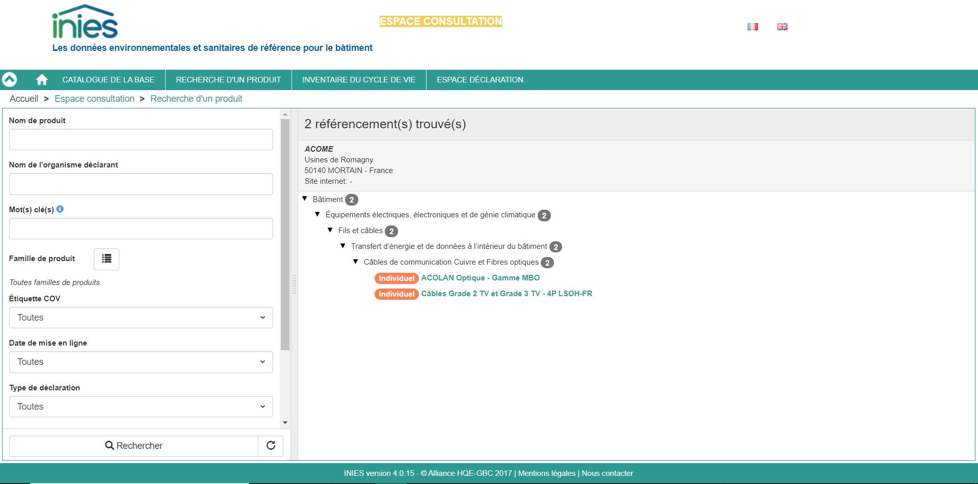 recherche base co² carbone par mot clé