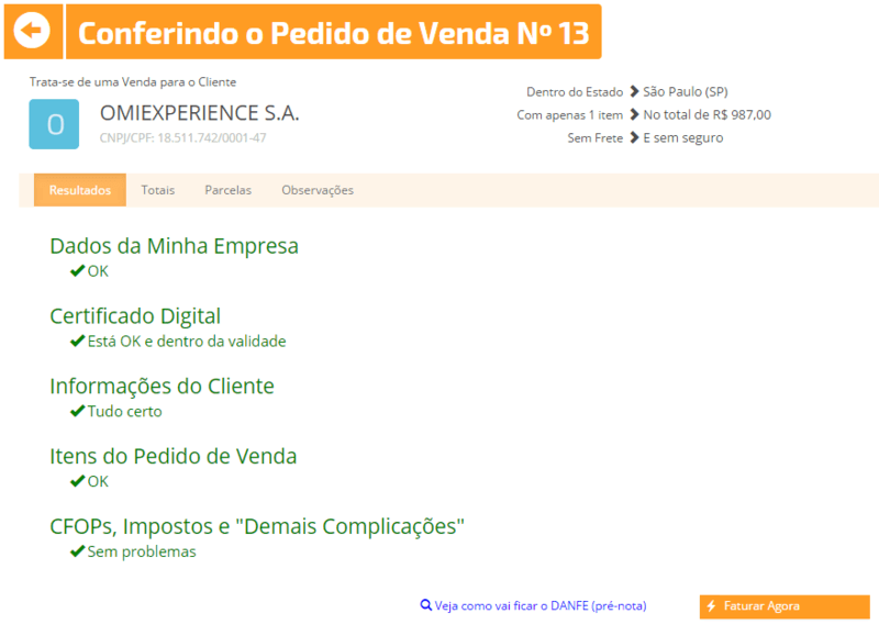 nfe nota fiscal pedido de vendas sistema de gestão
