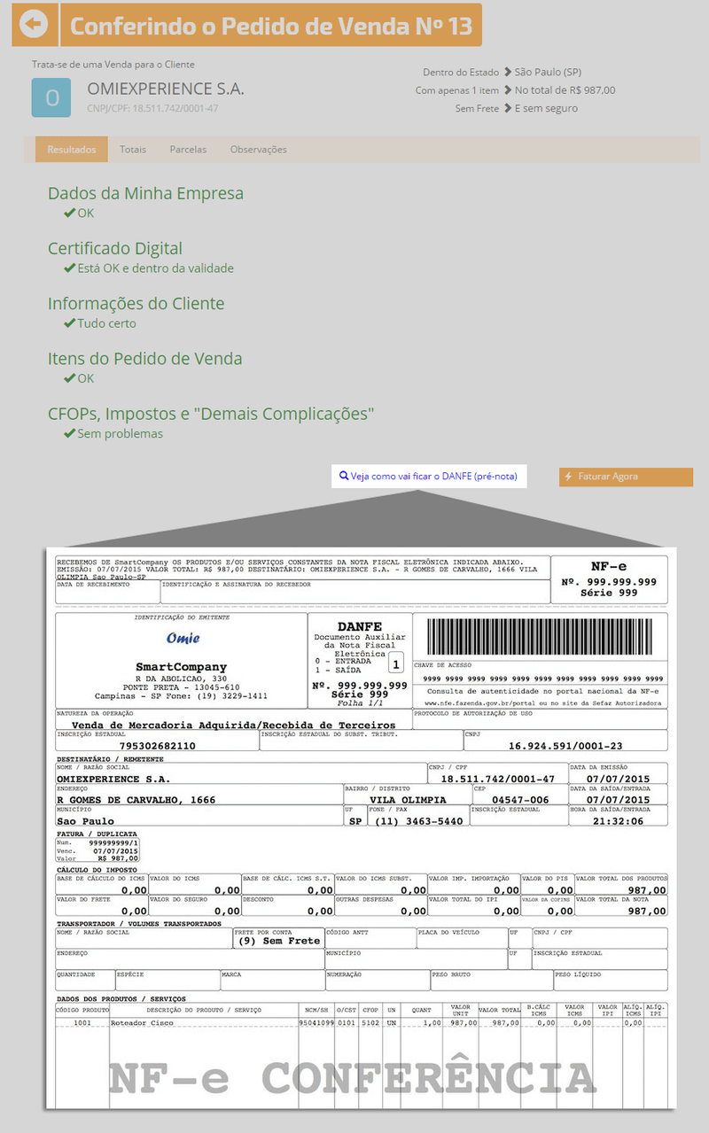 conferir danfe nfe software de gestao