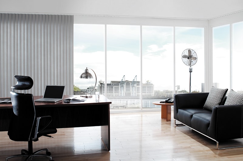 Vertical blinds in an office