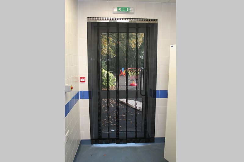Mesh strip curtain door screen