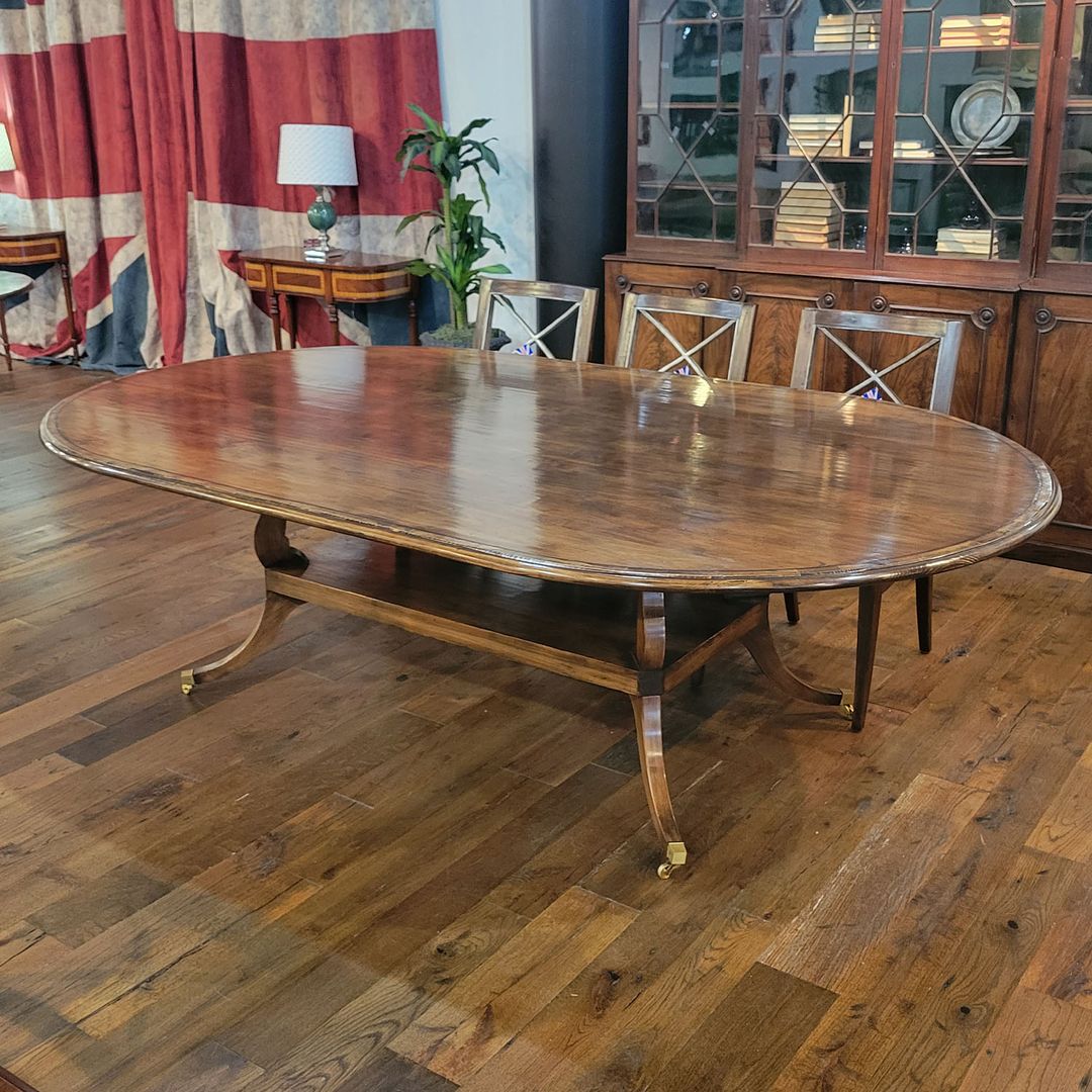 Antique oak finish farmhouse table