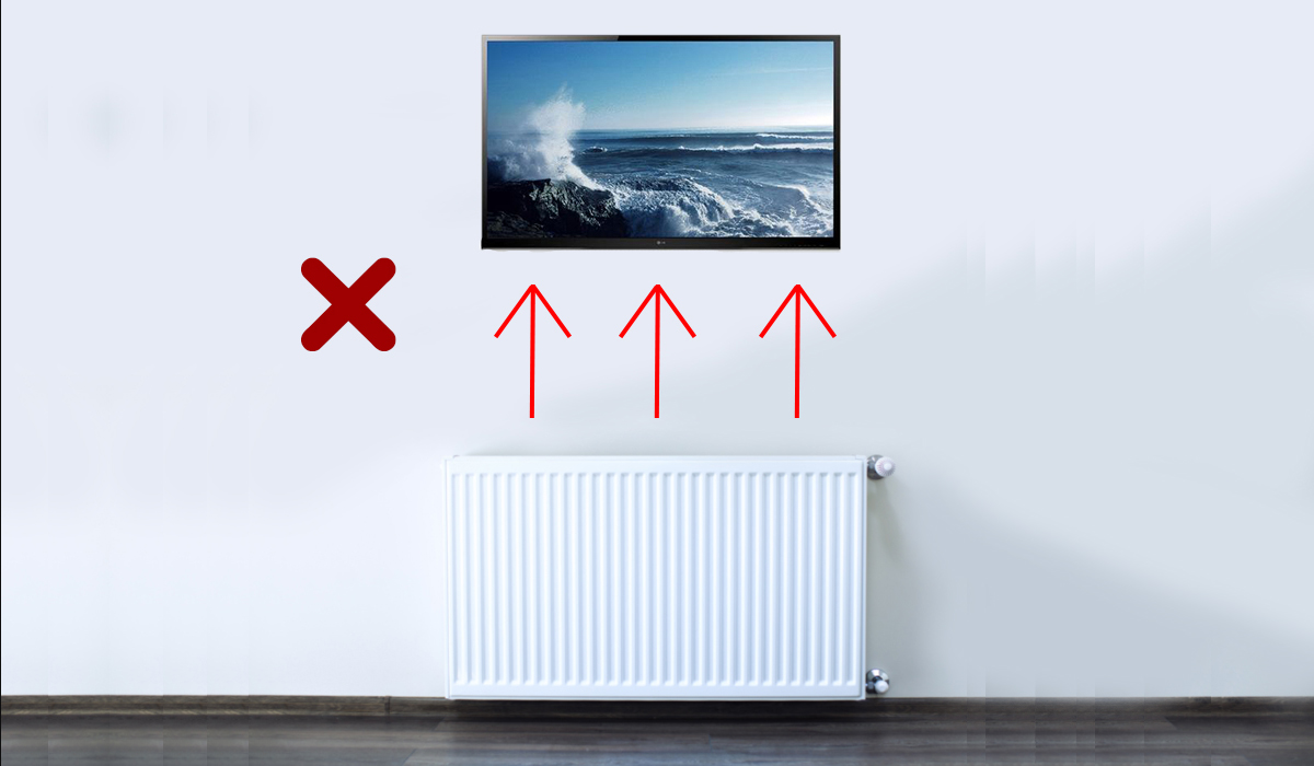 TV Installed Above A Radiator