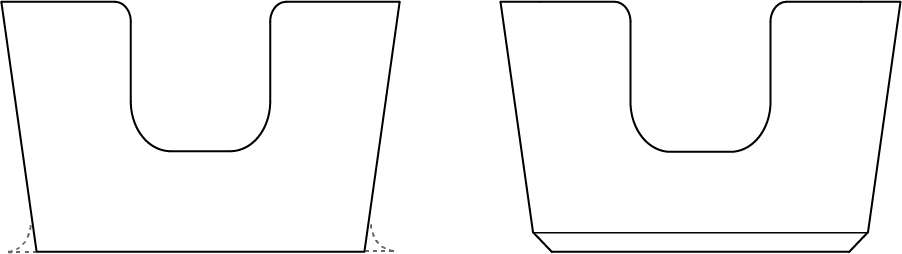 Chamfer bottom edges to reduce splayed edges, also known as elephant's foot.