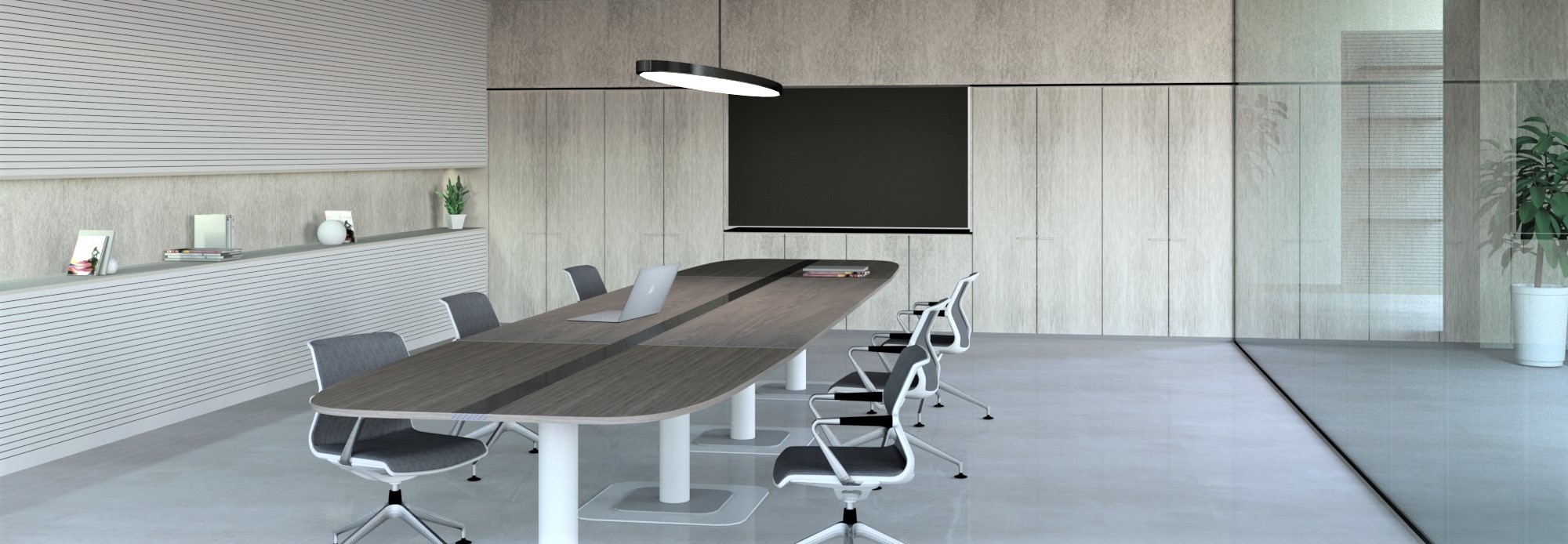 La linea del tavolo riunioni e conferenza permette di creare
un tavolo con forme e dimensioni personalizzabili.