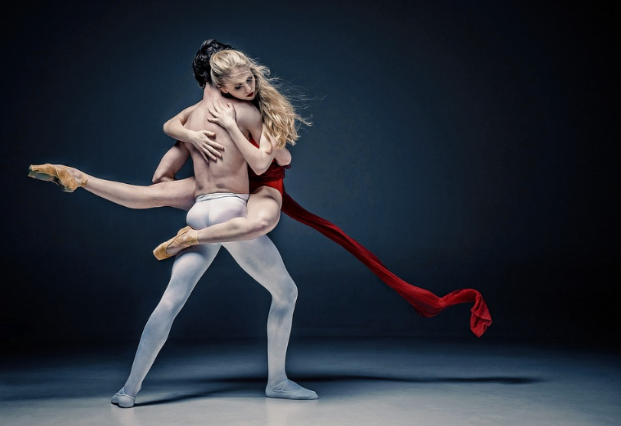 shot of couple doing interpretive dance