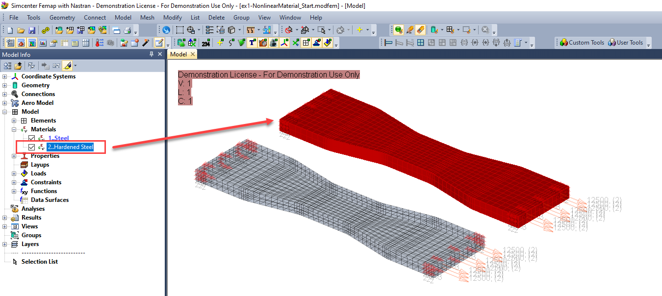 femap Multi-Step Nonlinear 401 402, нелинейный анализ в femap