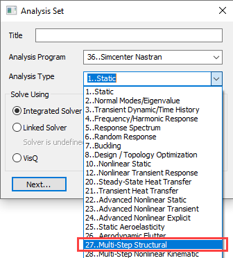 femap Multi-Step Nonlinear 401 402, нелинейный анализ в femap