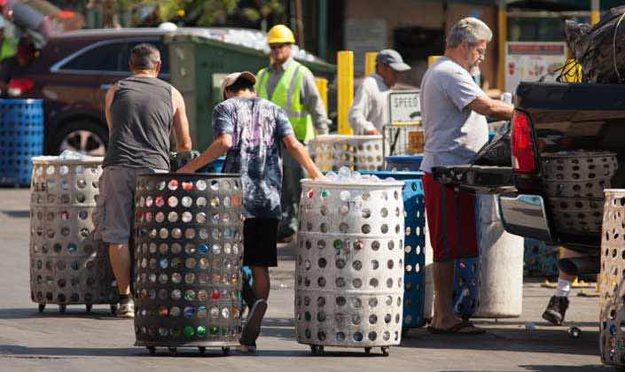 People Bringing Recyclables