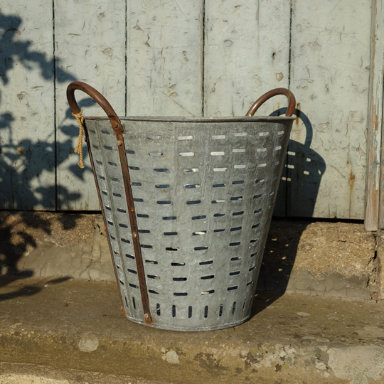 Vintage olive picking metal bucket, Vintage and Antique Back & Forth