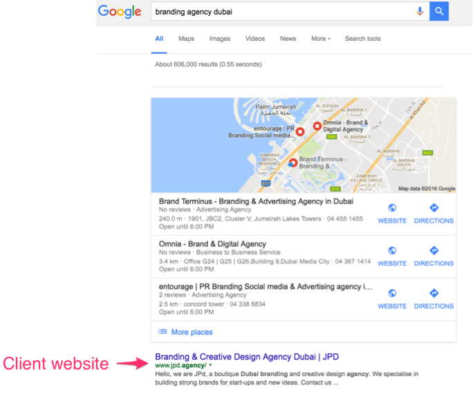 SEO on the first page