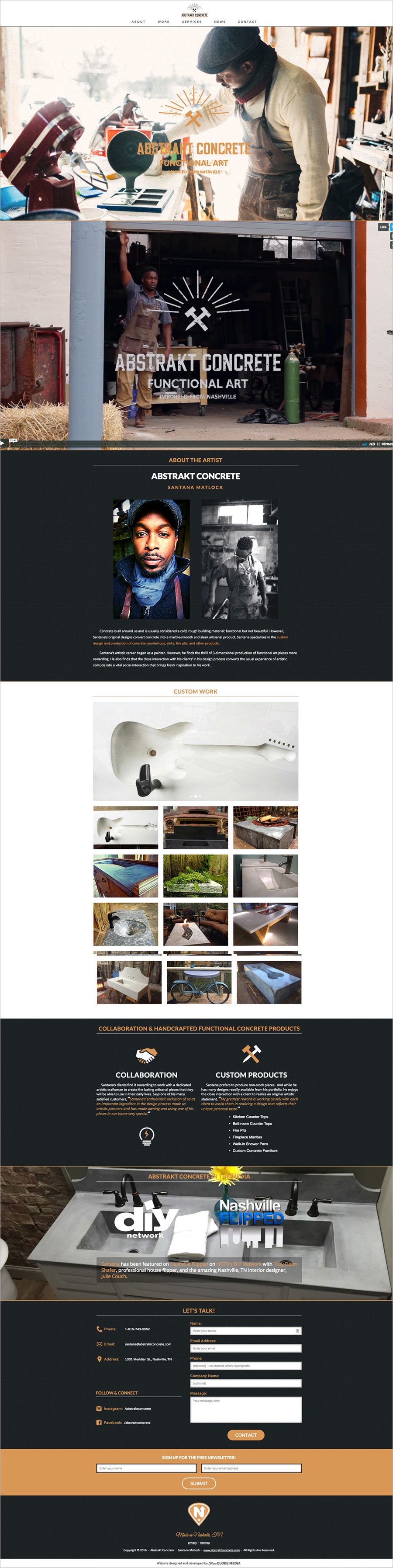 One page website for - Nashville Artisan