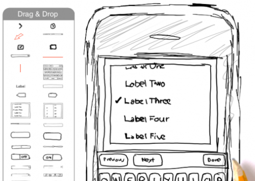 wireframe drawn with pencil for iphone
