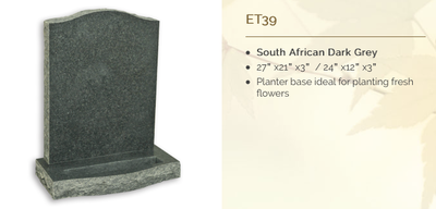 south african dark grey headstone