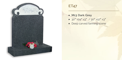 M13 dark grey headstone