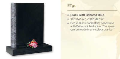 black with bahama blue headstone