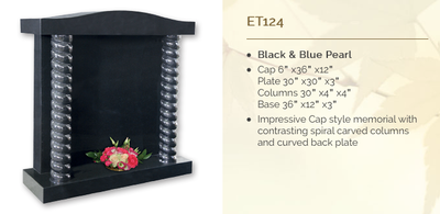 black & blue pearl headstone