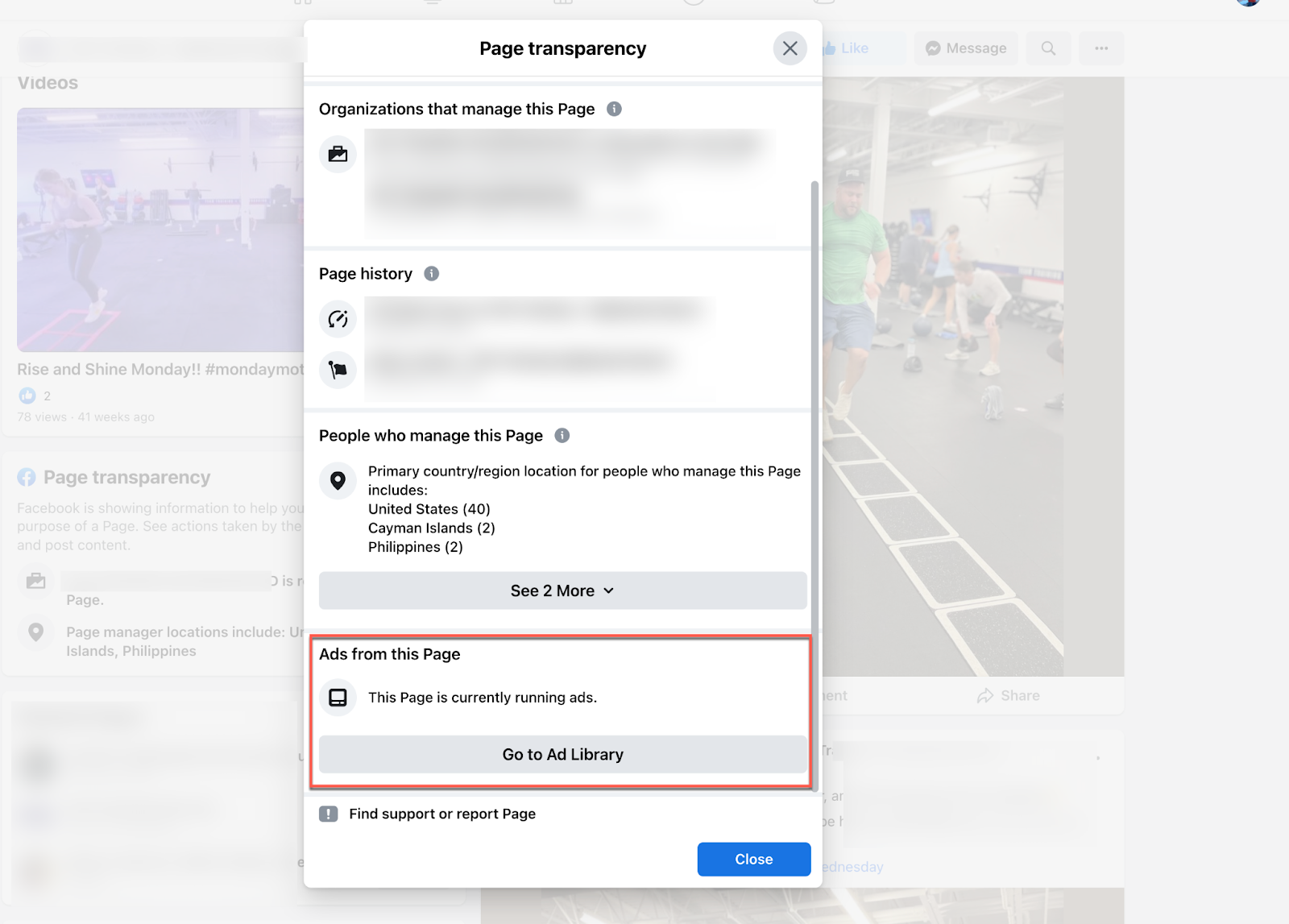 Wodify Facebook Ad Tips and Transparency Page