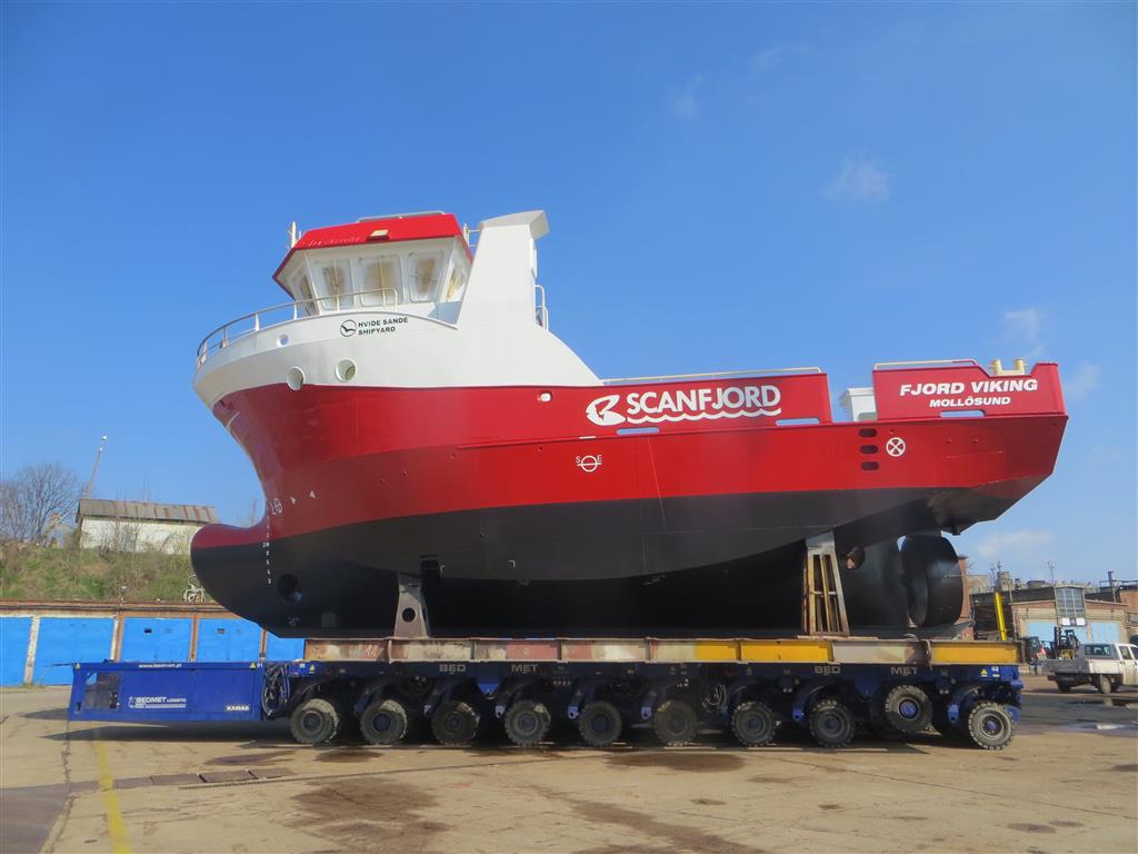 Skroget til til Scanfjord Mollösund AB snart klar for transport til Danmark