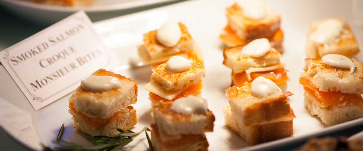 Smoked salmon croque bites