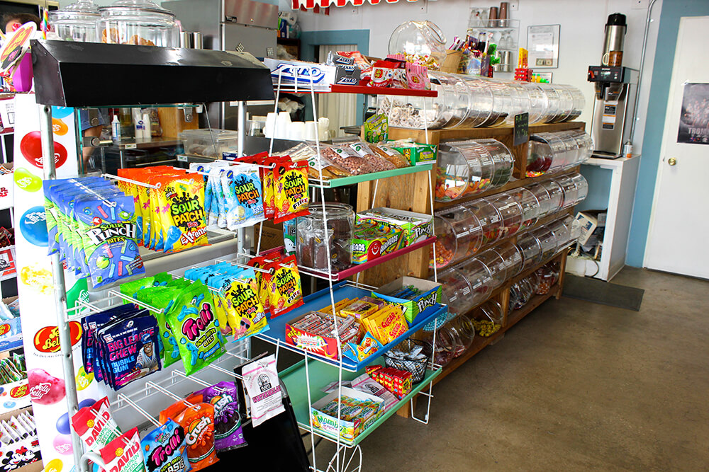 Be sure to check out the candy selection while you’re there. Rustic Gate has shelves of packaged candy, and jars of bulk candy. (Photo: Chelsi Fisher)