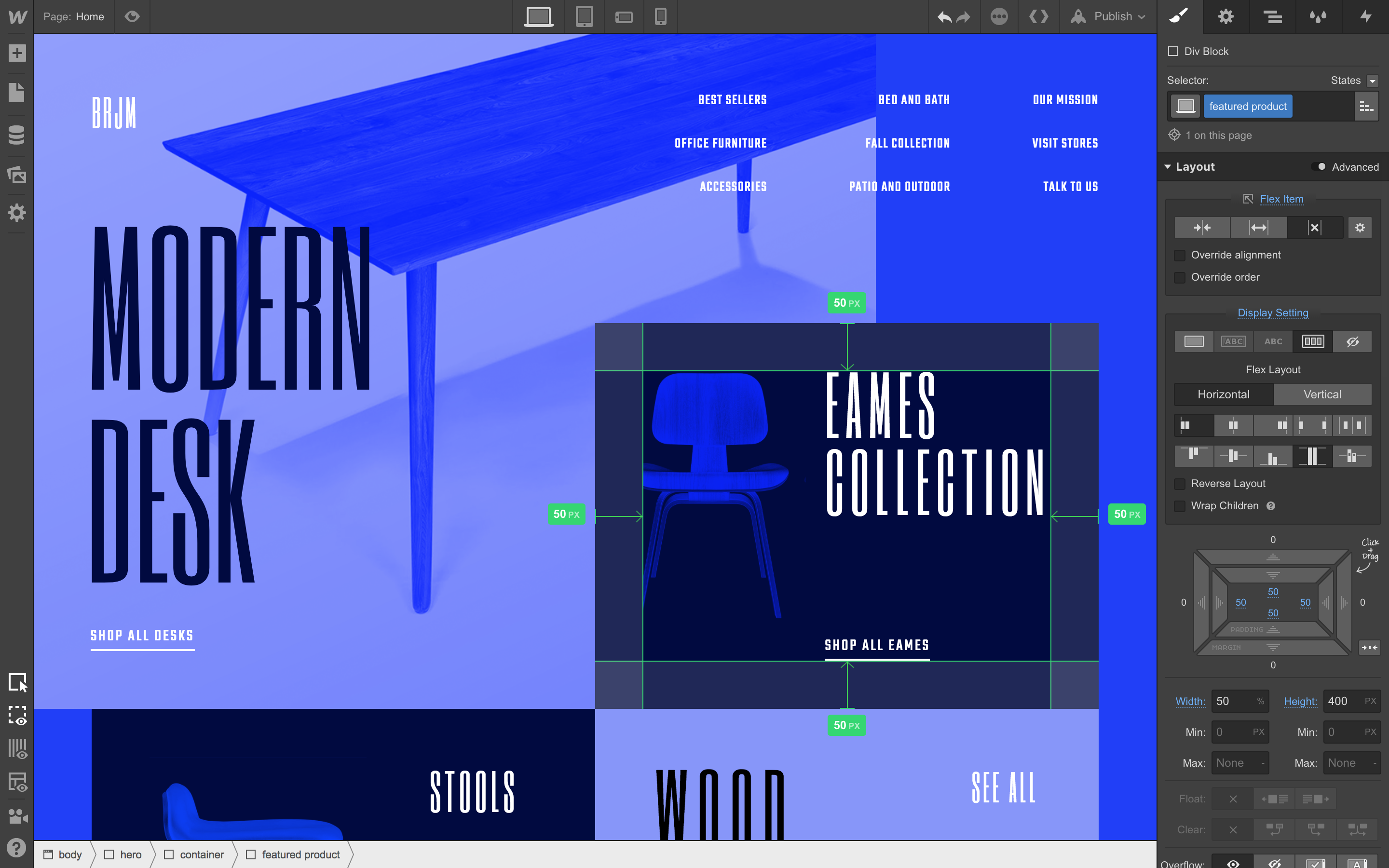 Design completely custom product grids.