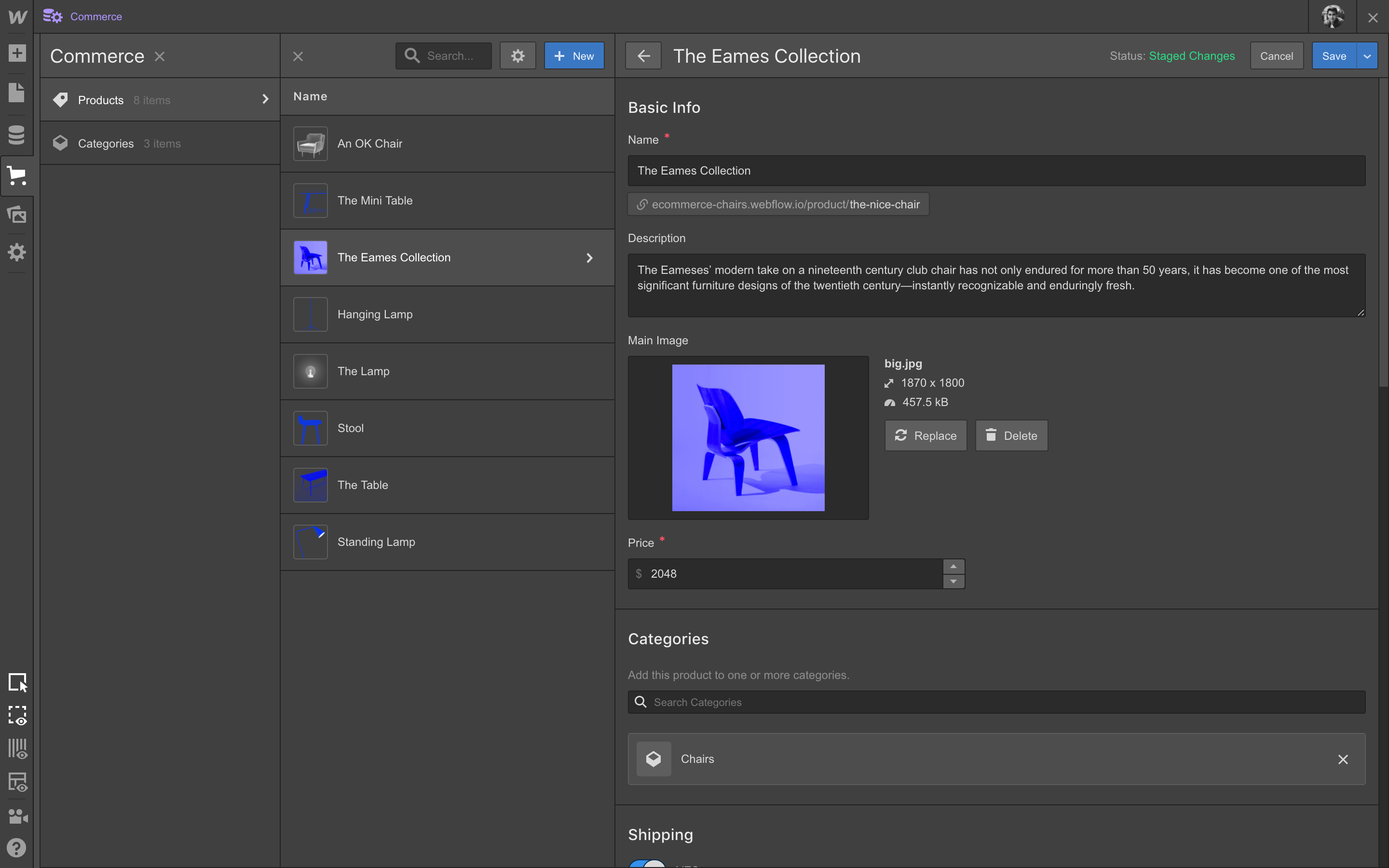 Add custom fields to products just as you would for Collections.