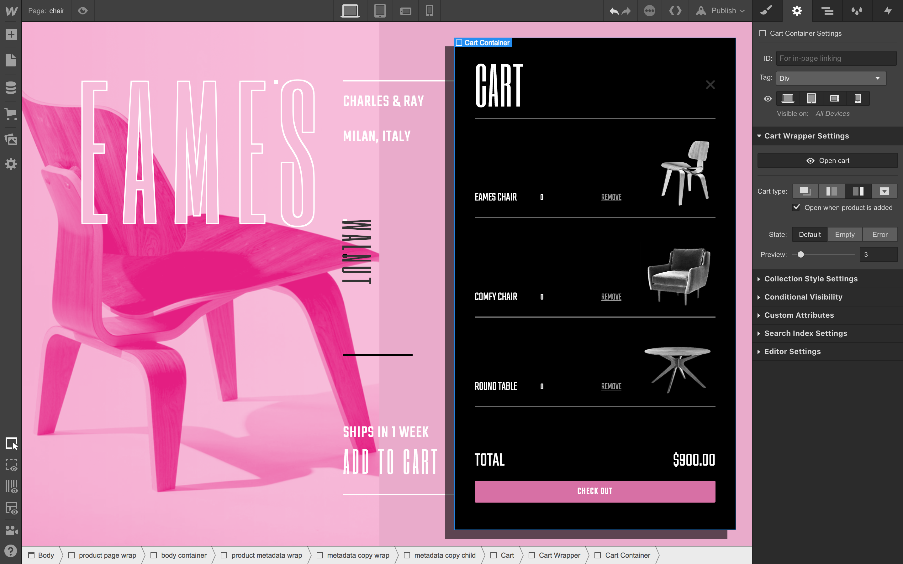 Design custom shopping carts.
