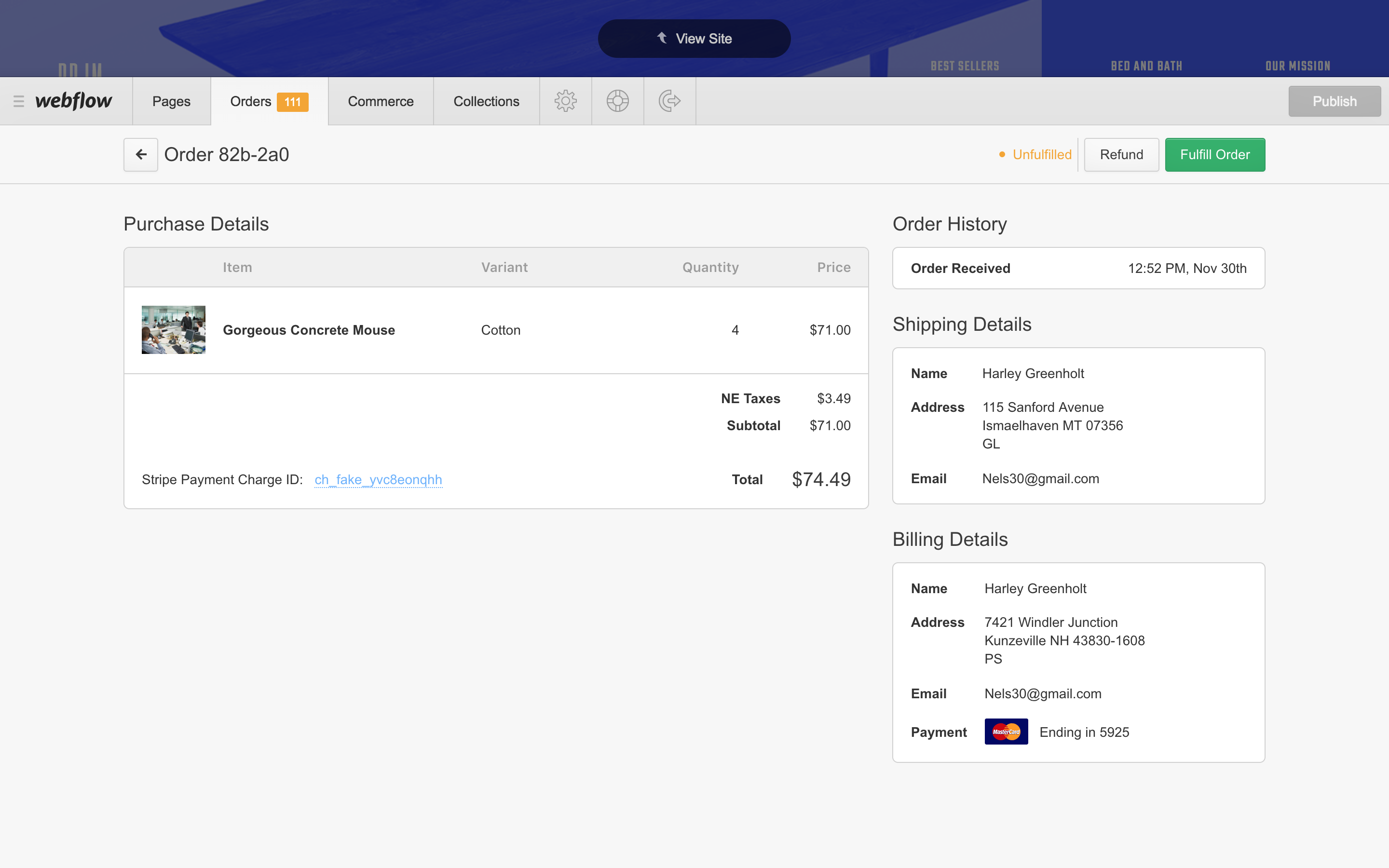 Manage and fulfill orders from the Editor.