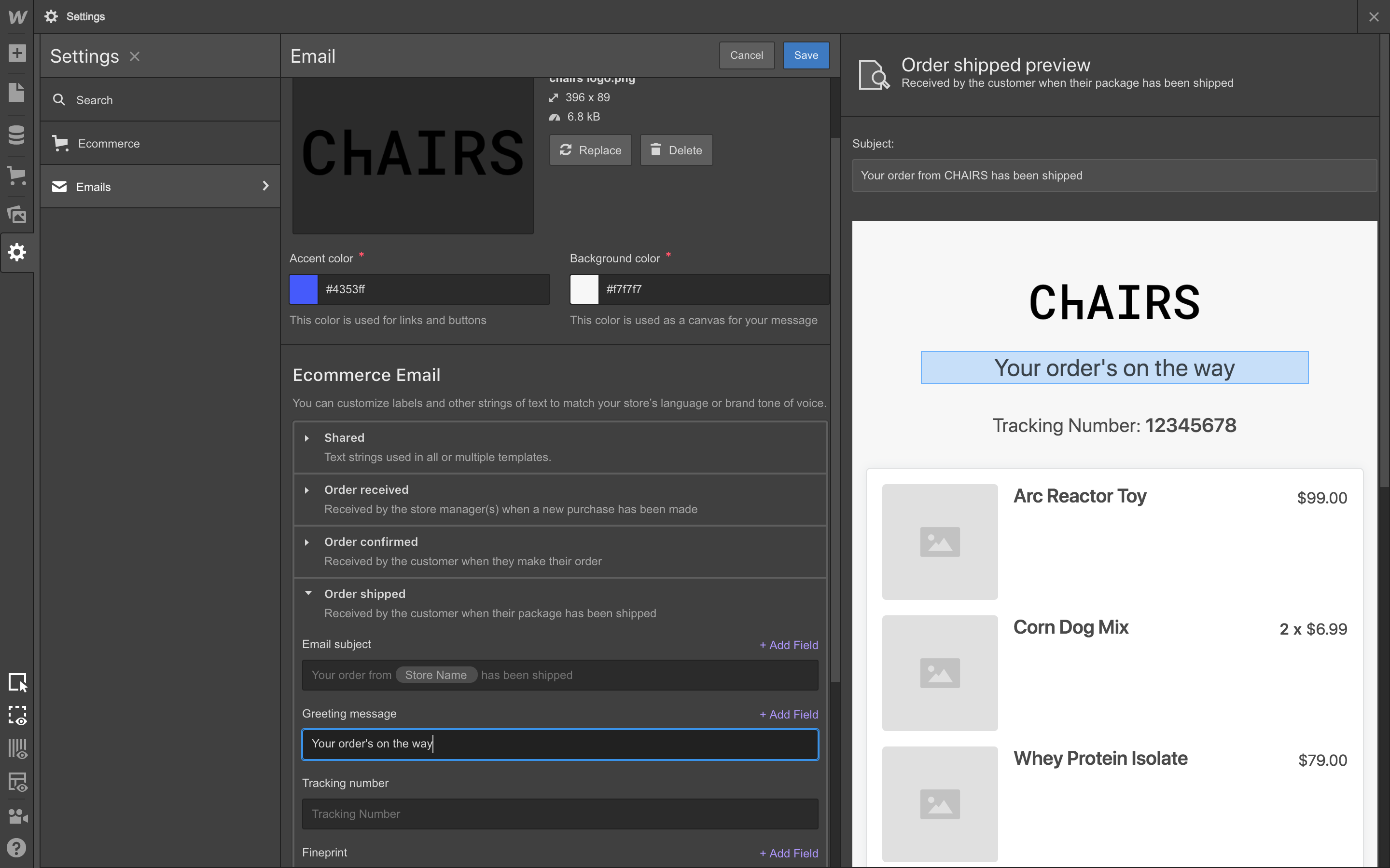 Customize the emails that both store owners and customers receive.