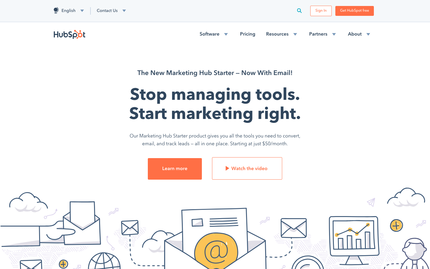 HubSpot landing page with ghost and standard buttons