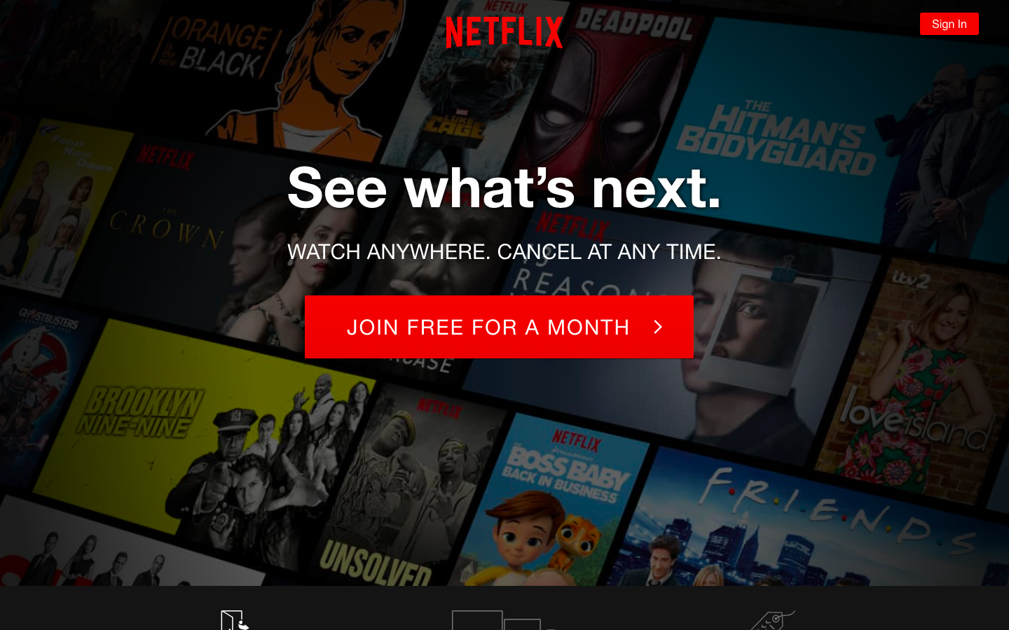 Netflix call to action: Join free for a month