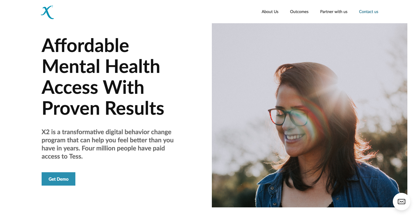 X2 talk therapy website homepage
