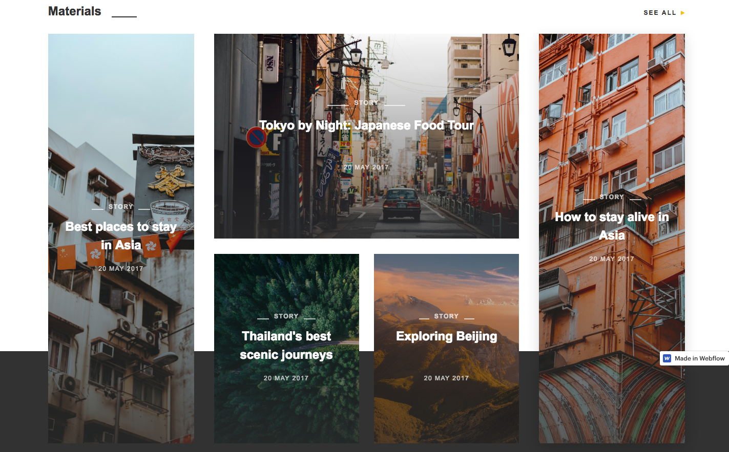 Travel blog template sample page.
